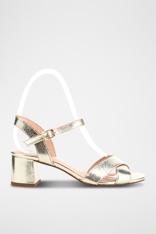 Sandálias de salto em couro Liza - Dourado