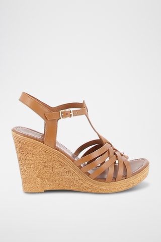 Sandales compensées en cuir Passionata - Camel