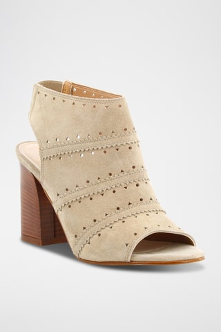 Sandálias de salto em raspa de couro nobuck Carla - Toupeira