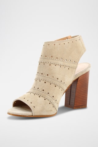 Sandálias de salto em raspa de couro nobuck Carla - Toupeira