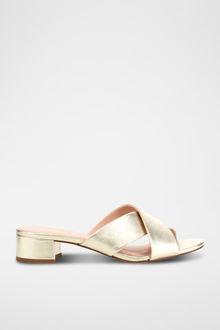 Mules à talons en cuir Bianca - Doré