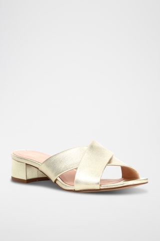 Mules à talons en cuir Bianca - Doré