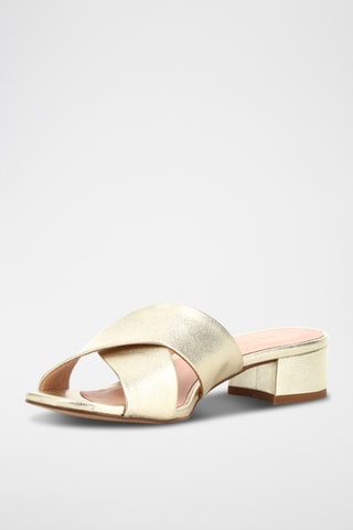 Mules à talons en cuir Bianca - Doré