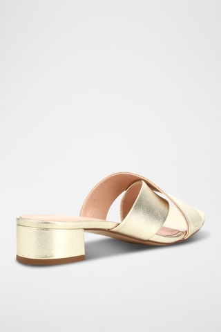 Mules à talons en cuir Bianca - Doré