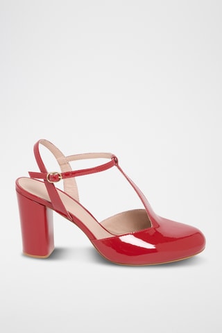 Salomés en cuir verni Theoline - Rouge