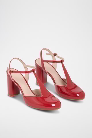 Salomés en cuir verni Theoline - Rouge