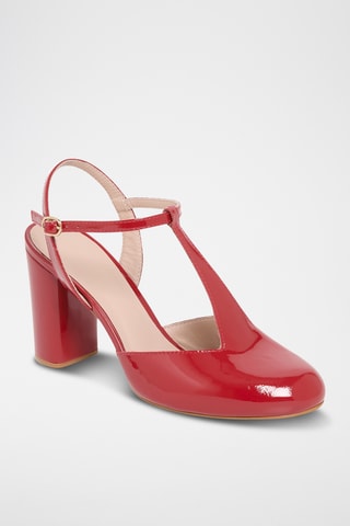 Salomés en cuir verni Theoline - Rouge