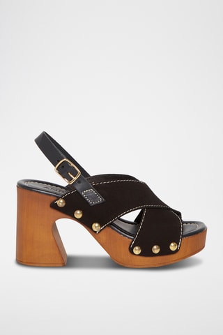 Sandálias de salto em couro Tera - Preto