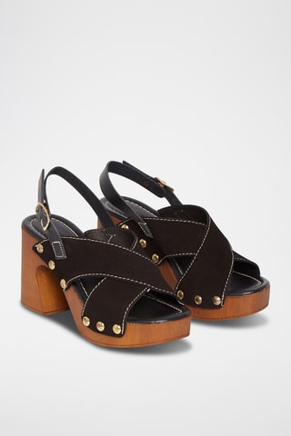 Sandálias de salto em couro Tera - Preto