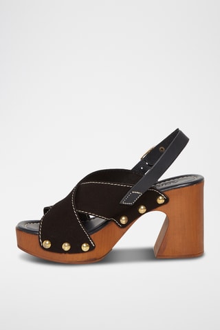 Sandálias de salto em couro Tera - Preto