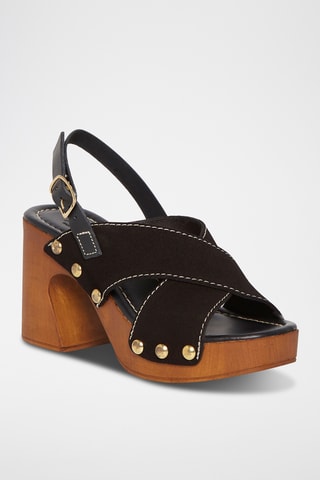 Sandálias de salto em couro Tera - Preto