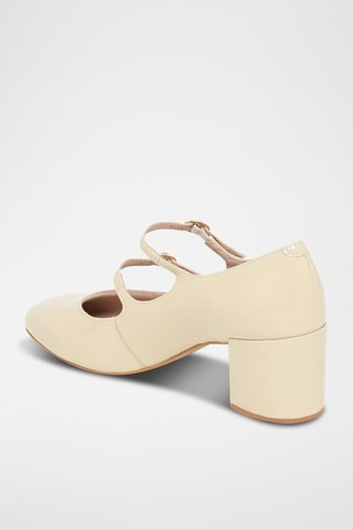 Babies à talons en <b>cuir</b> Doris - Écru