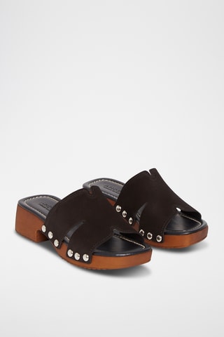 Mules à talons en nubuck Pera - Noir