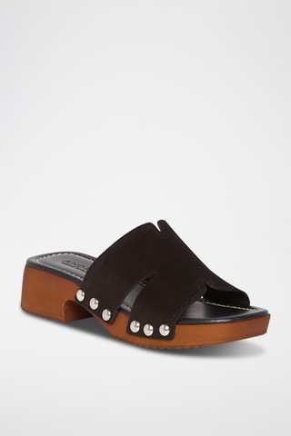 Mules à talons en nubuck Pera - Noir