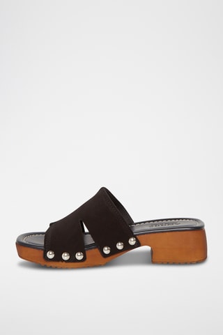 Mules à talons en nubuck Pera - Noir