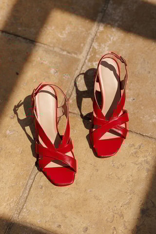 Sandálias de salto em couro Joliet - Vermelho