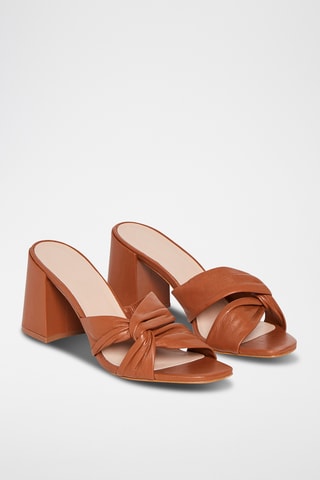 Mules à talons en cuir Opale - Marron