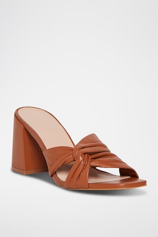 Mules à talons en cuir Opale - Marron