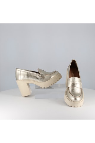 Mocassins à talons en cuir Clea - Doré