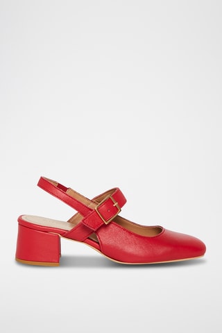 Babies à talons en cuir Mona - Rouge