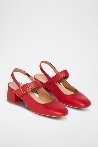 Babies à talons en cuir Mona - Rouge
