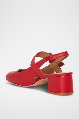 Babies à talons en cuir Mona - Rouge