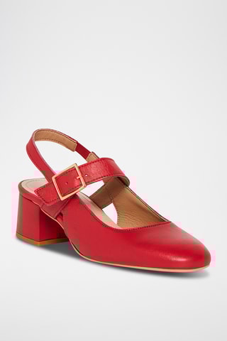 Babies à talons en cuir Mona - Rouge