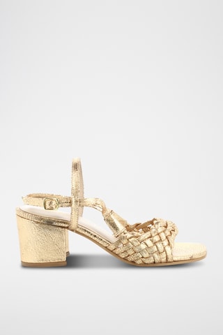 Sandálias de salto em couro Pitaya - Dourado