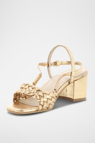 Sandálias de salto em couro Pitaya - Dourado