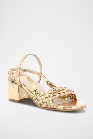 Sandálias de salto em couro Pitaya - Dourado