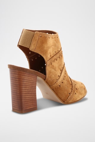 Sandálias de salto em raspa de couro Carla - Camel