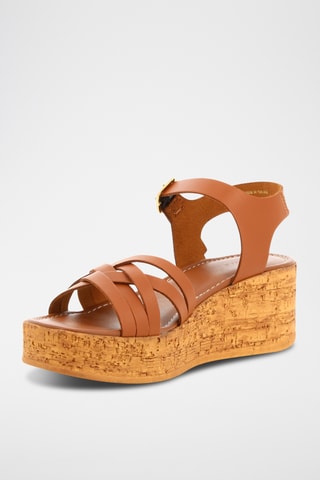 Sandales plateformes en cuir Elisa - Marron