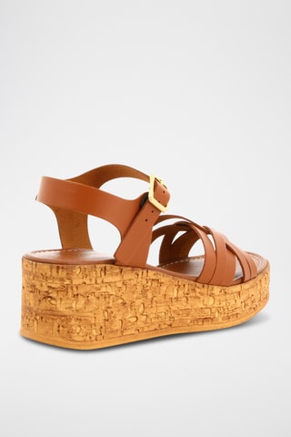 Sandales plateformes en cuir Elisa - Marron