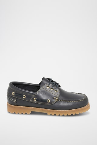 Chaussures bateau en cuir Peter - Bleu marine