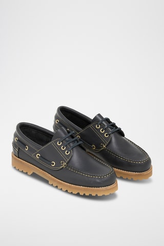 Chaussures bateau en cuir Peter - Bleu marine