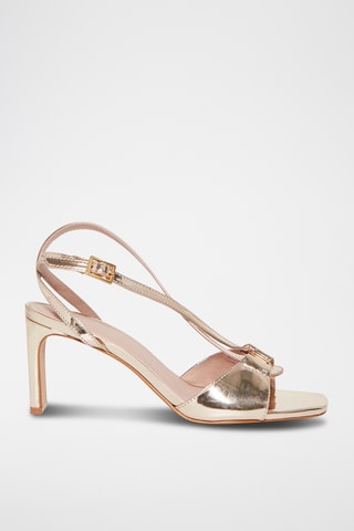 Sandálias de salto em couro de carneiro Esperance - Dourado