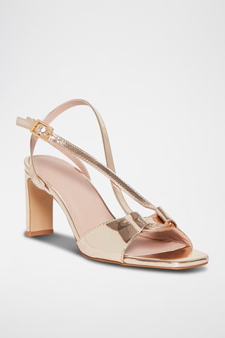 Sandálias de salto em couro de carneiro Esperance - Dourado