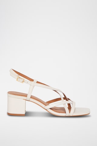 Sandálias de salto em couro Lysia - Cru