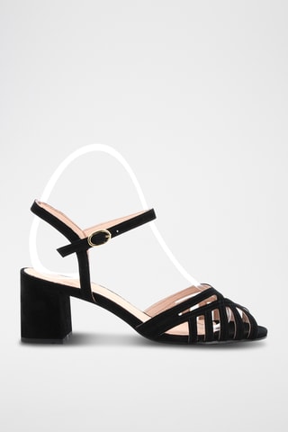 Sandales à talons en cuir de chèvre Carlton - Noir