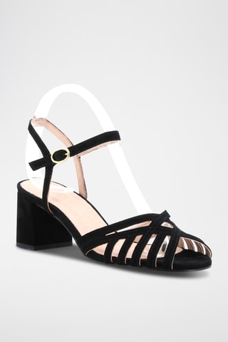 Sandales à talons en cuir de chèvre Carlton - Noir