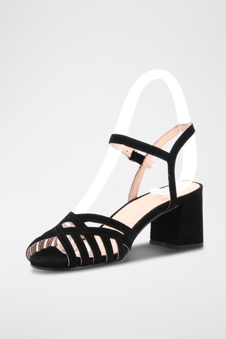 Sandales à talons en cuir de chèvre Carlton - Noir