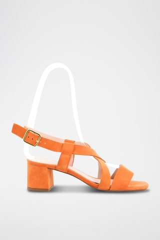 Sandales à talons en cuir de chèvre nubuck Judy - Orange
