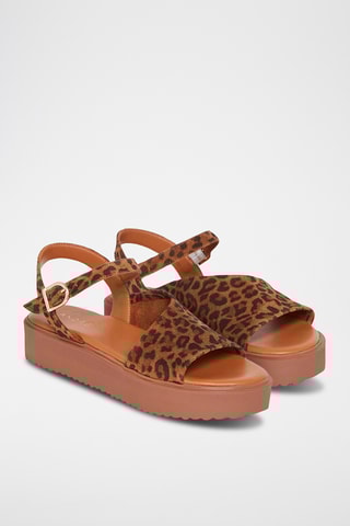 Sandales plateformes en cuir de veau Myrtille - Marron