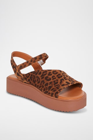 Sandales plateformes en cuir de veau Myrtille - Marron