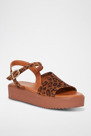 Sandales plateformes en cuir de veau Myrtille - Marron