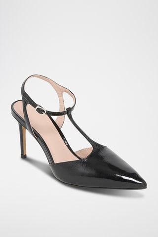 Salomés en cuir verni Edmee - Noir