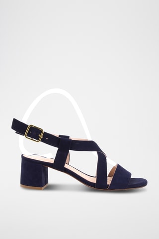 Sandales à talons en cuir de chèvre nubuck Judy - Bleu marine