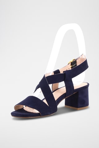 Sandales à talons en cuir de chèvre nubuck Judy - Bleu marine