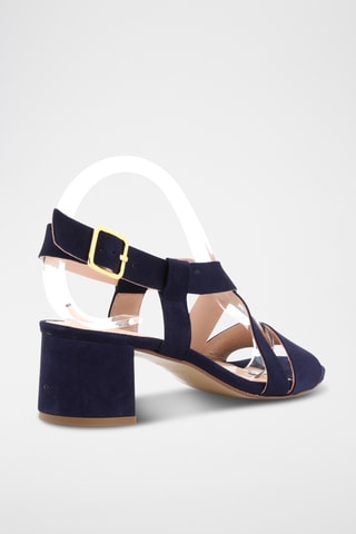 Sandales à talons en cuir de chèvre nubuck Judy - Bleu marine