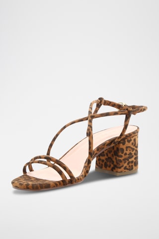 Sandales à talons en cuir de veau nubuck Kat - Marron